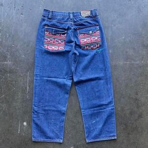 Vintage 00s Coogi Wide Leg Baggy Denim Jeans W/ Pocket Embroidery Sz38x34